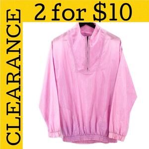 🟡 90s pink nylon pullover windbreaker jacket 1990s vintage